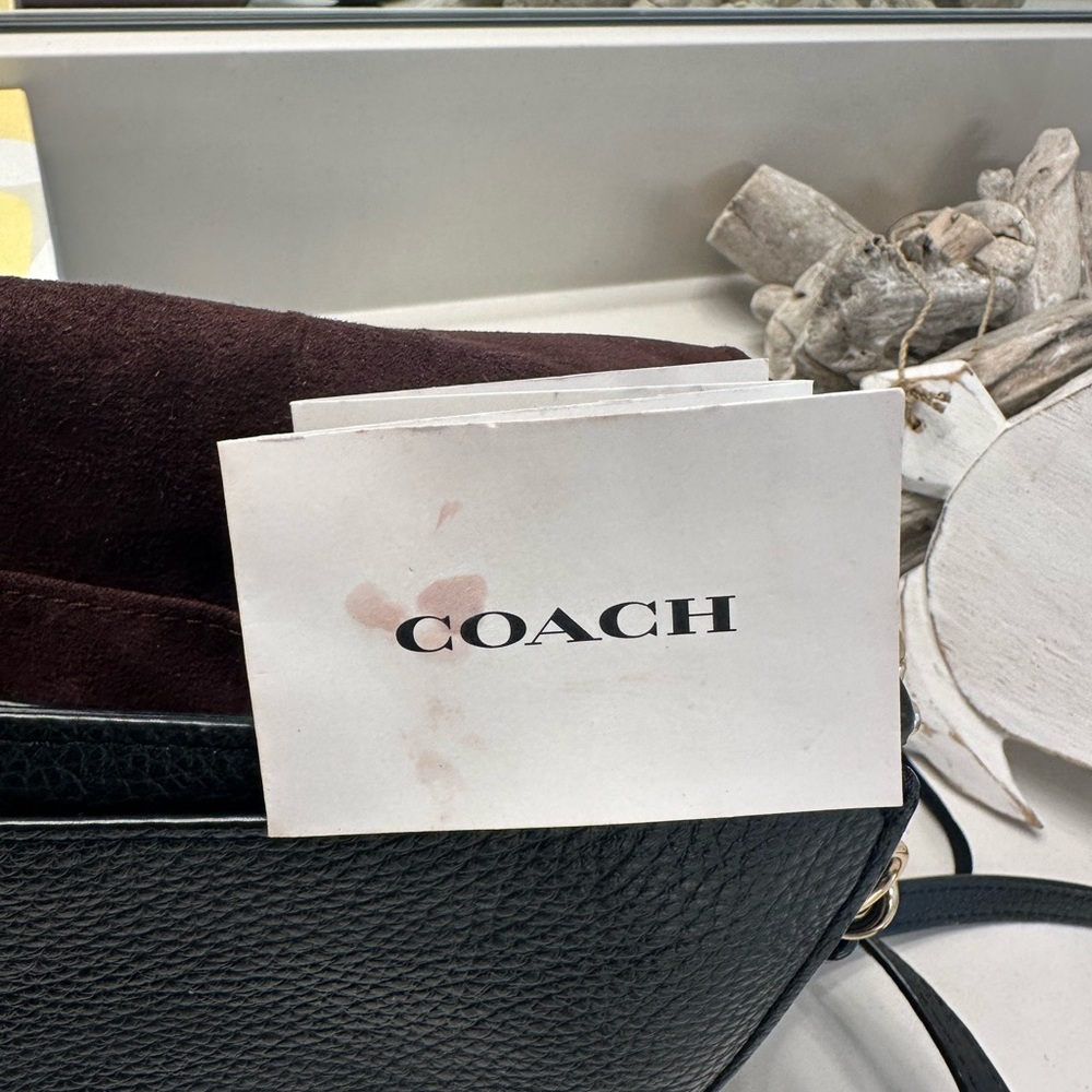 Coach “Ellen”Black Leather Crossbody Bag with Gold Accents - Picture 11 of 13